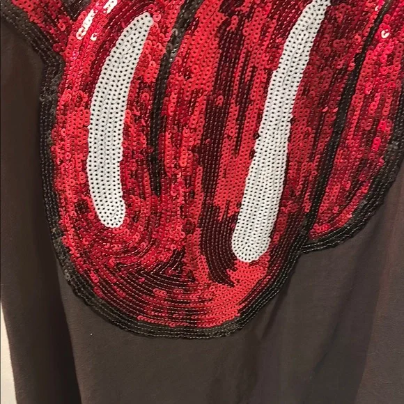 NWT MadeWorn Rolling Stones sequined lips 👄 and tongue 👅 tee small - Picture 2 of 16